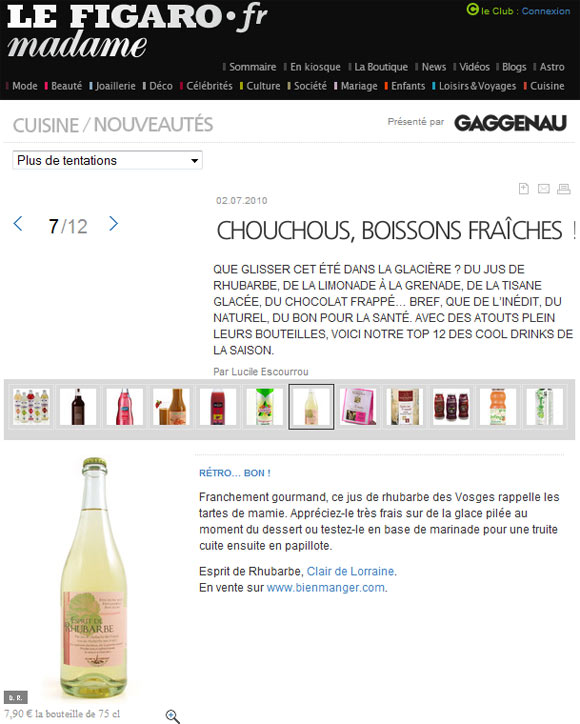 Le jus de rhubarbe dans Figaro Madame